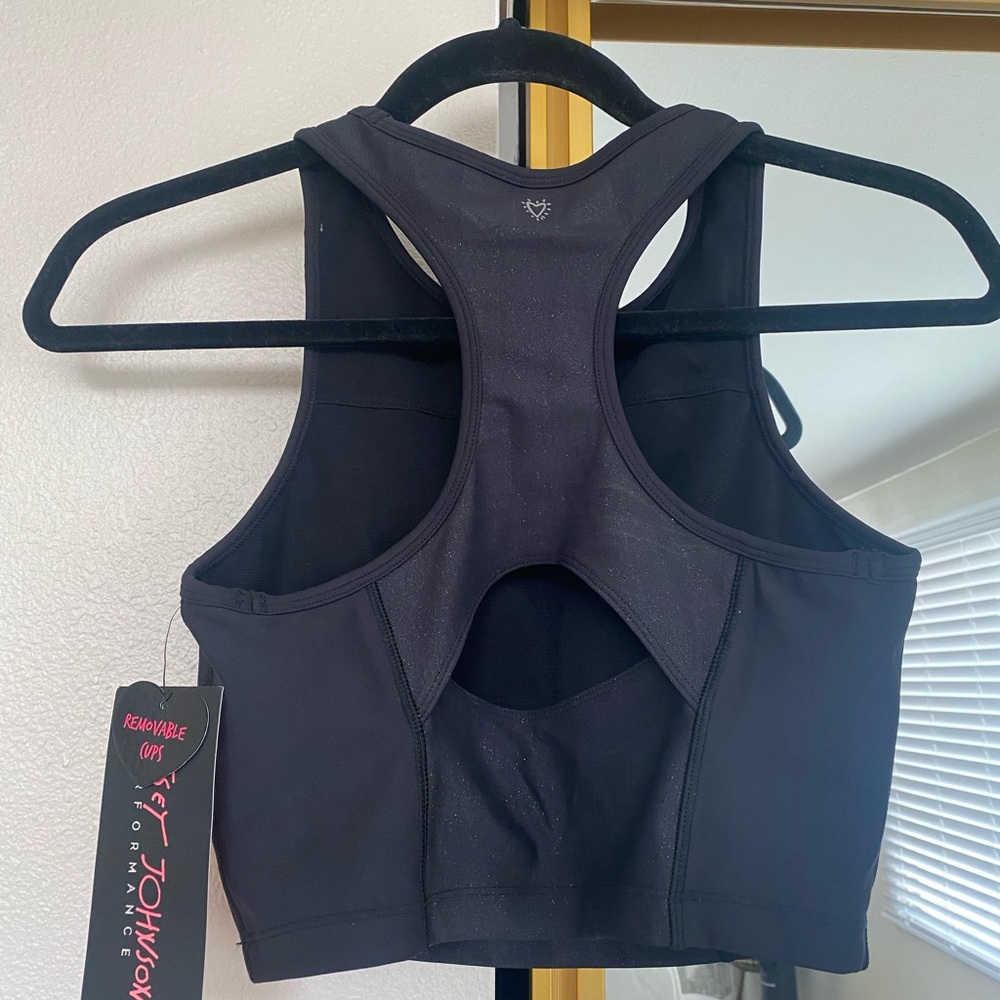 NEW Black Sparkly Sports Bra (from Betsey Johnson, with tags)